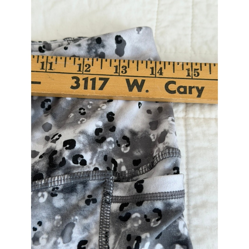 Reebok Womens Gray Leopard Animal Print High Waisted Leggings Side Pockets L - Picture 4 of 9